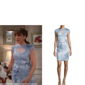 Tadashi Shoji Light Blue Lace Mini Dress